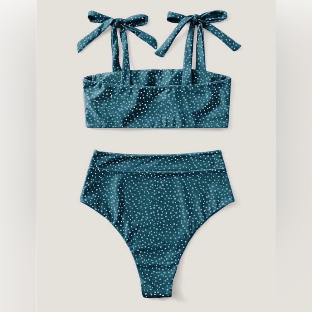Green polka dot bikini
